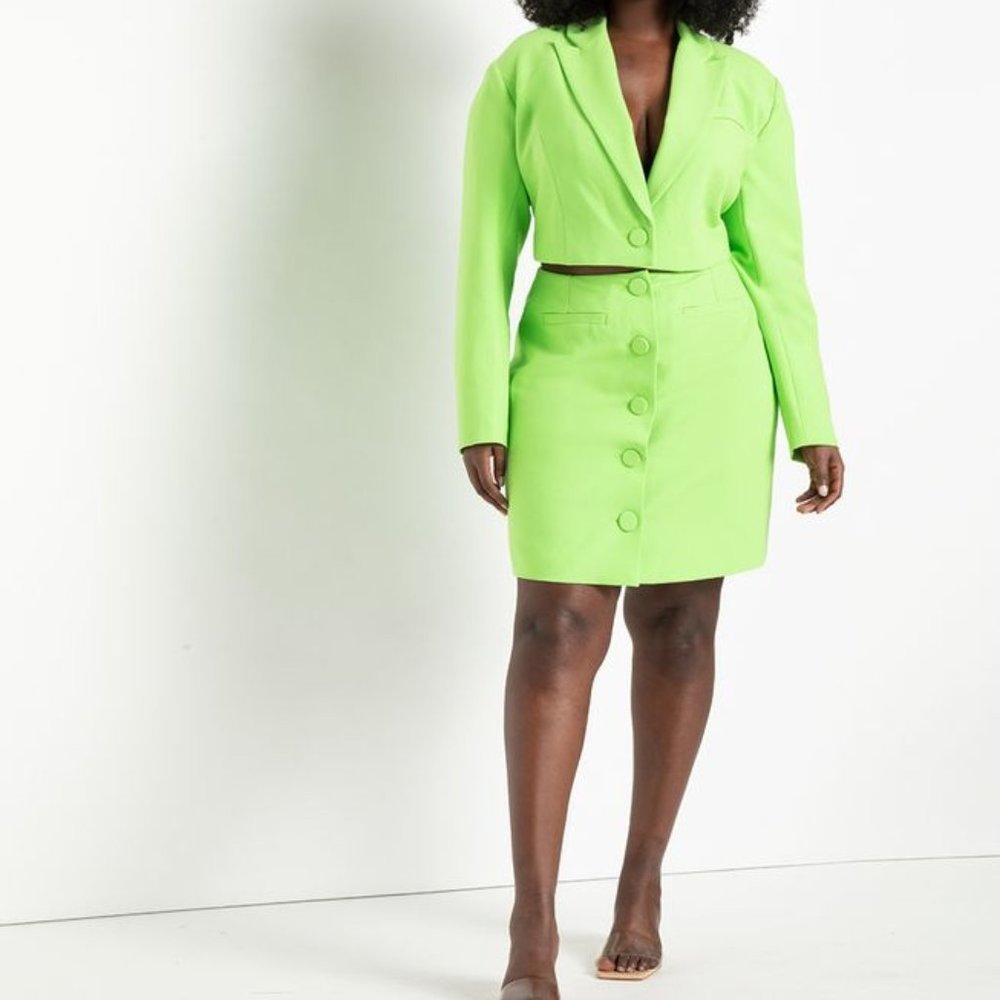Neon Green Blazer Dress from Eloquii - size 18
